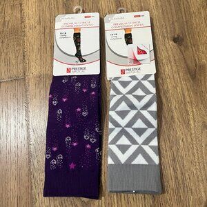 Lot of 2!  Womens Light Compression Knee Socks Nurse Work Travel Medical